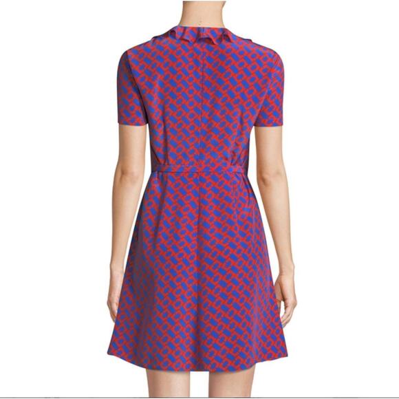 Diane von Furstenberg Savilla Chainlink Ruffle Front Wrap Dress 100% Silk Size 6 - Picture 2 of 7